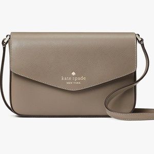 NWT Kate Spade Sadie Envelope Crossbody Leather Purse in thunder cloud